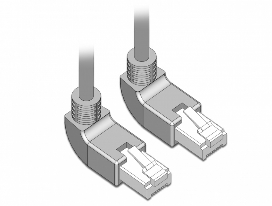 Imagine Cablu de retea RJ45 cat 6A S/FTP unghi sus 2m Gri, Delock 83523